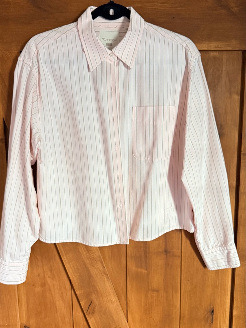 UNIQLO JW Anderson Oxford Boxy Shirt New No Tags Cropped XS Pink Stripped Design